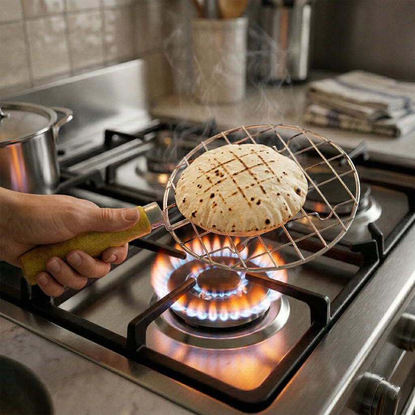 imageedit_0_2236512372 Papad Jali Roaster – Stainless Steel with Wooden Handle | CookAura