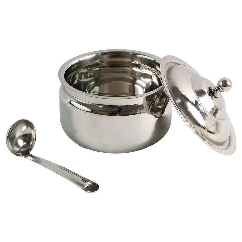 imageedit_0_7735652253 Stainless Steel Ghee Pot with Lid & Spoon – Mirror Finish