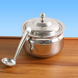imageedit_0_9991155028 Stainless Steel Ghee Pot with Lid & Spoon