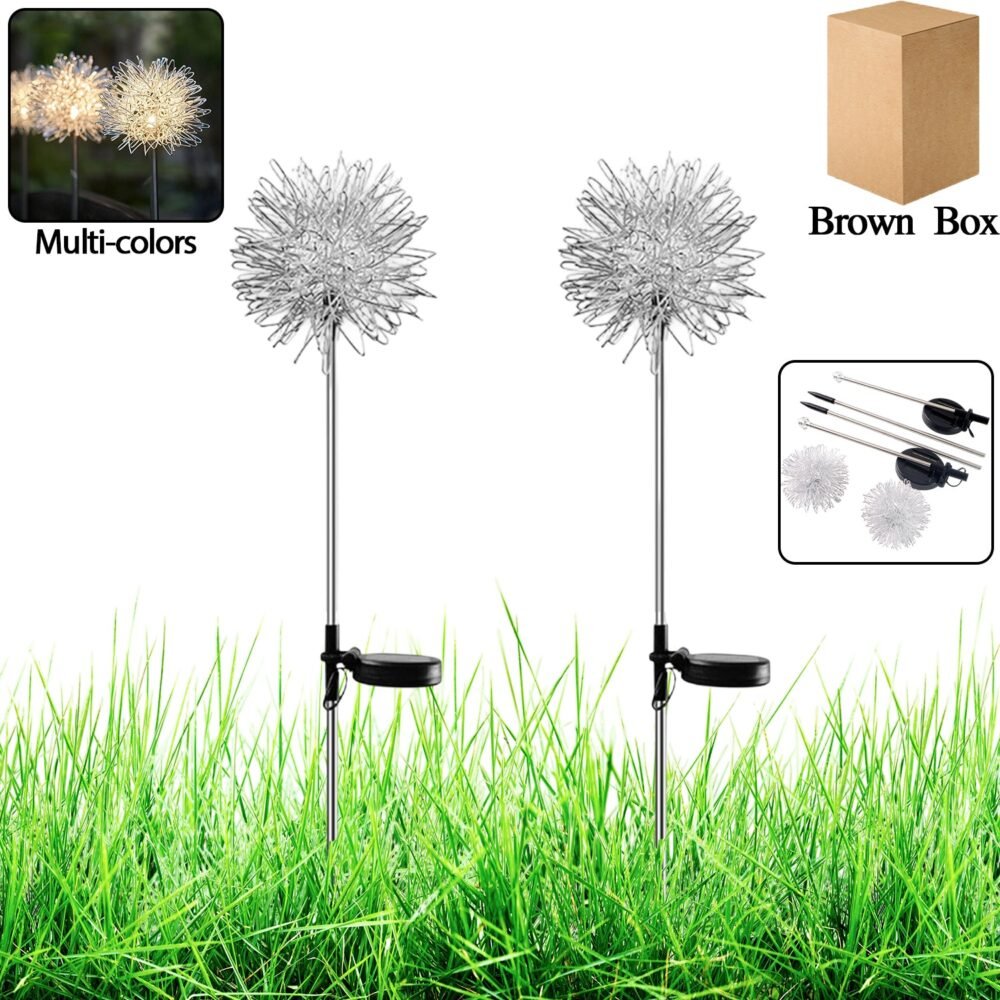 Solar Powered Dandelion Garden Lights – 2 Pc Multicolor LEDs
