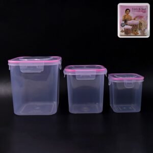 Airtight Kitchen Storage Container Set – 3 Pcs with Lock Seal Lids