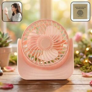 Silent Mini Desk Fan – Rechargeable, Adjustable Tilt & USB