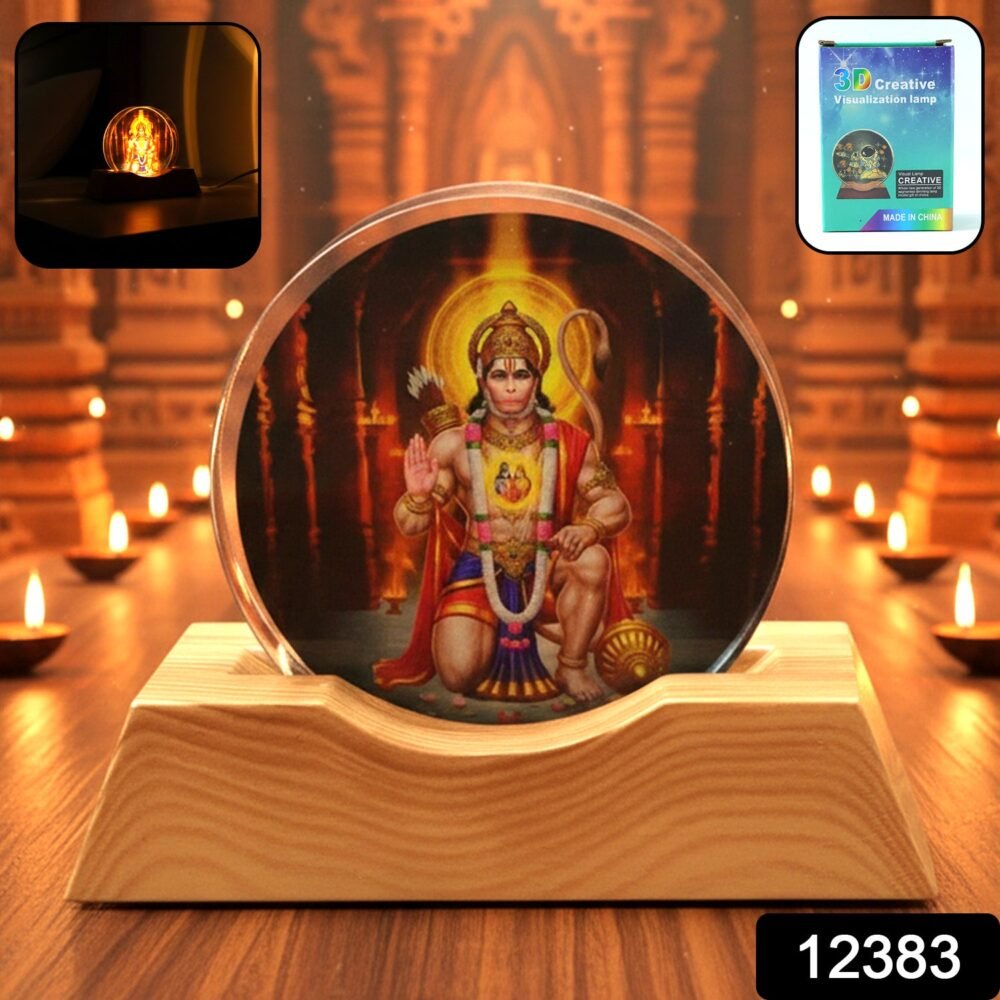 3D Hanuman Ji Acrylic LED Night Lamp – Warm Spiritual Glow