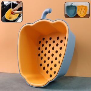 Pepper Shape Washing Bowl – 2-in-1 Draining & Serving Set