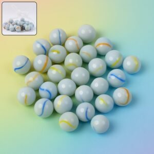 Glass Marbles Pack of 30 – Classic White with Colorful Swirls
