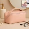 Travel Makeup Organizer Pouch – Waterproof Peach Zipper Bag