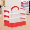 Transparent 3-Layer Storage Box with Handle and Lock Clips