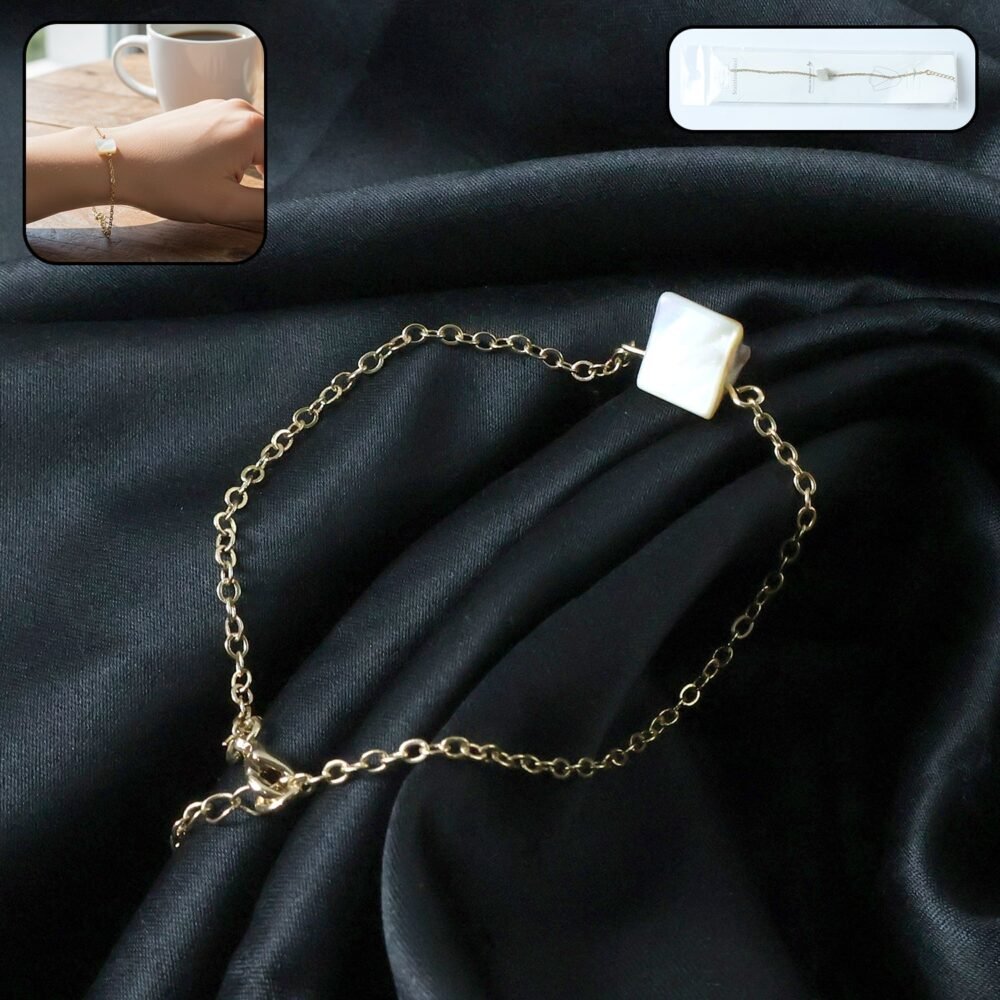 Adjustable Chain Bracelet with Square Stone Charm – Elegant Style