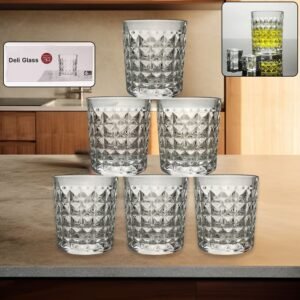 Glass Tumbler Set – Diamond-Cut 6 Pc Elegant Drinking Glasses | Serve Stellar