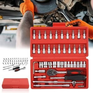 Socket 1/4 Inch Combination Repair Tool Kit – Durable 46-Piece Set