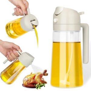 01_Oil-Sprayer.jpg Glass Oil Dispenser Bottle – 2-in-1 Pour & Spray, 500 ml