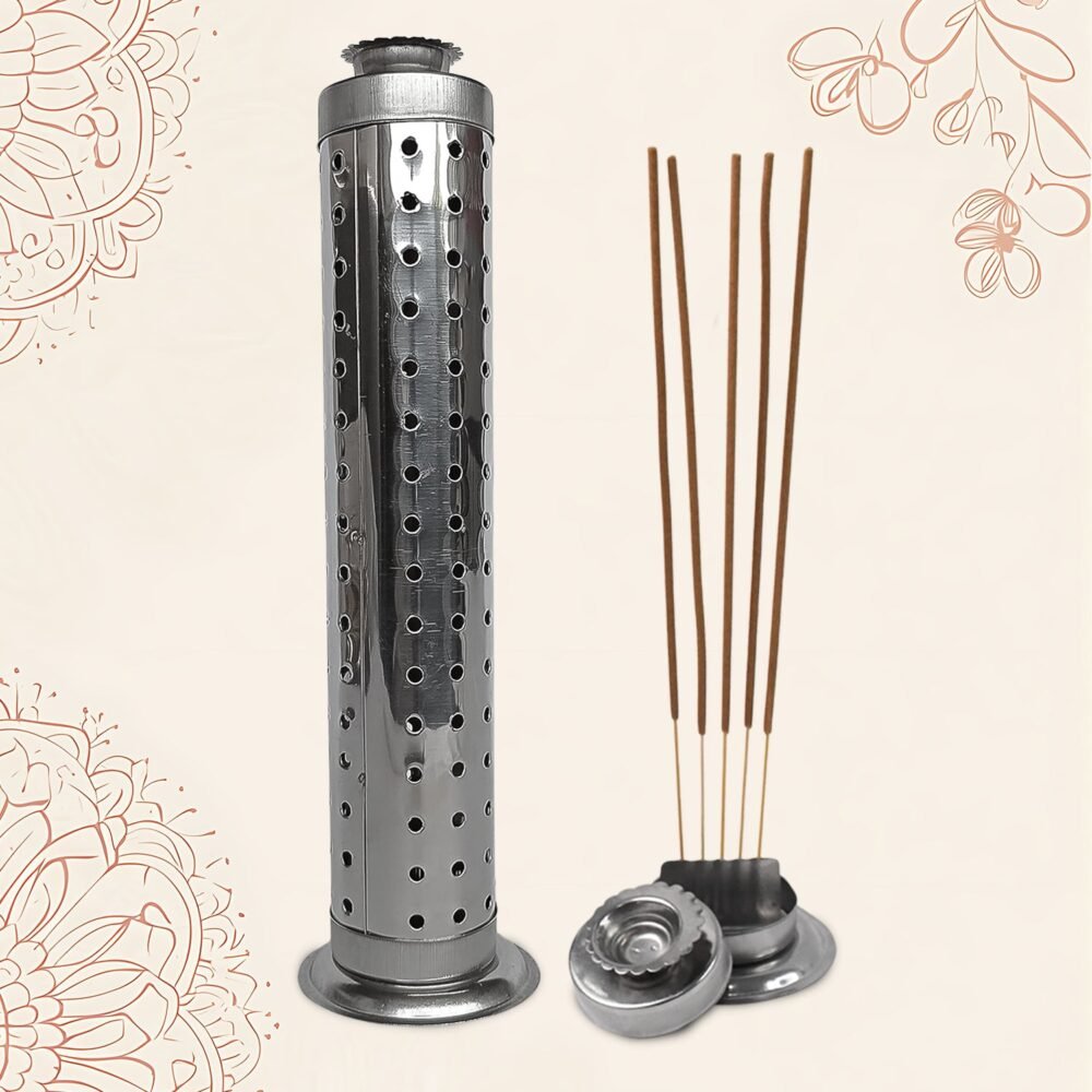 01_a035a900-f3f6-4c88-86c0-5d278cf6fb98.jpg Stainless Steel Agarbatti Stand – Safe Ash Catcher for Puja
