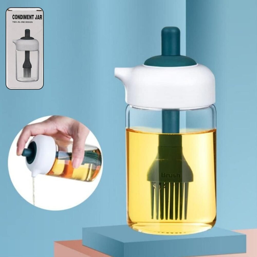 Glass Oil Dispenser with Brush ñ Borosilicate Kitchen Bottle | Own Hydrate