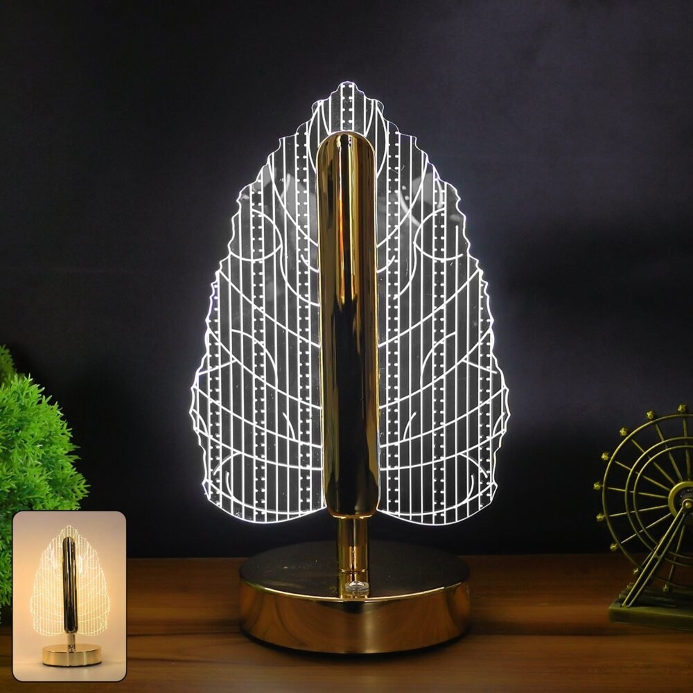 LED Table Lamp – Elegant Leaf Design with USB Rechargeable Base