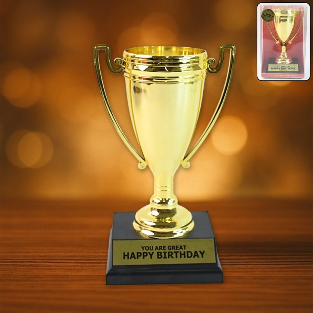 Golden Birthday Trophy – Premium Plastic Award with Base