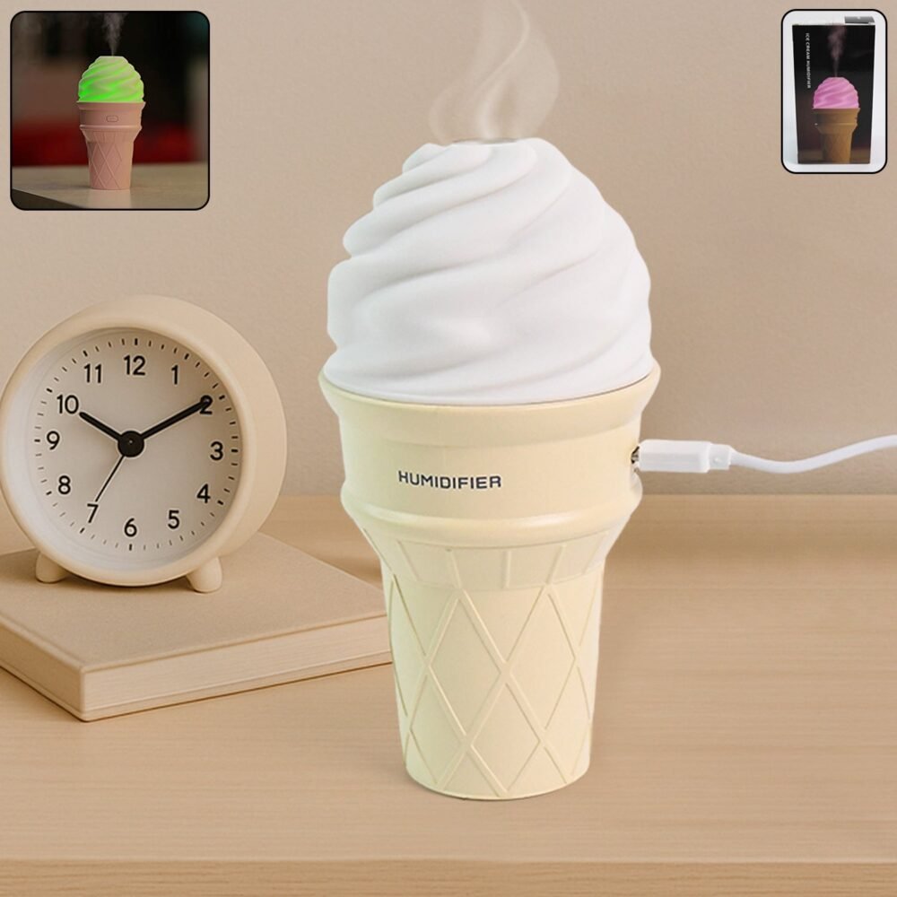 Ice Cream Cone Humidifier – Portable Air Freshener with LED