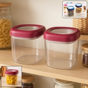 Transparent Twist Lock Kitchen Storage Container Set – Airtight 800ML 2Pc
