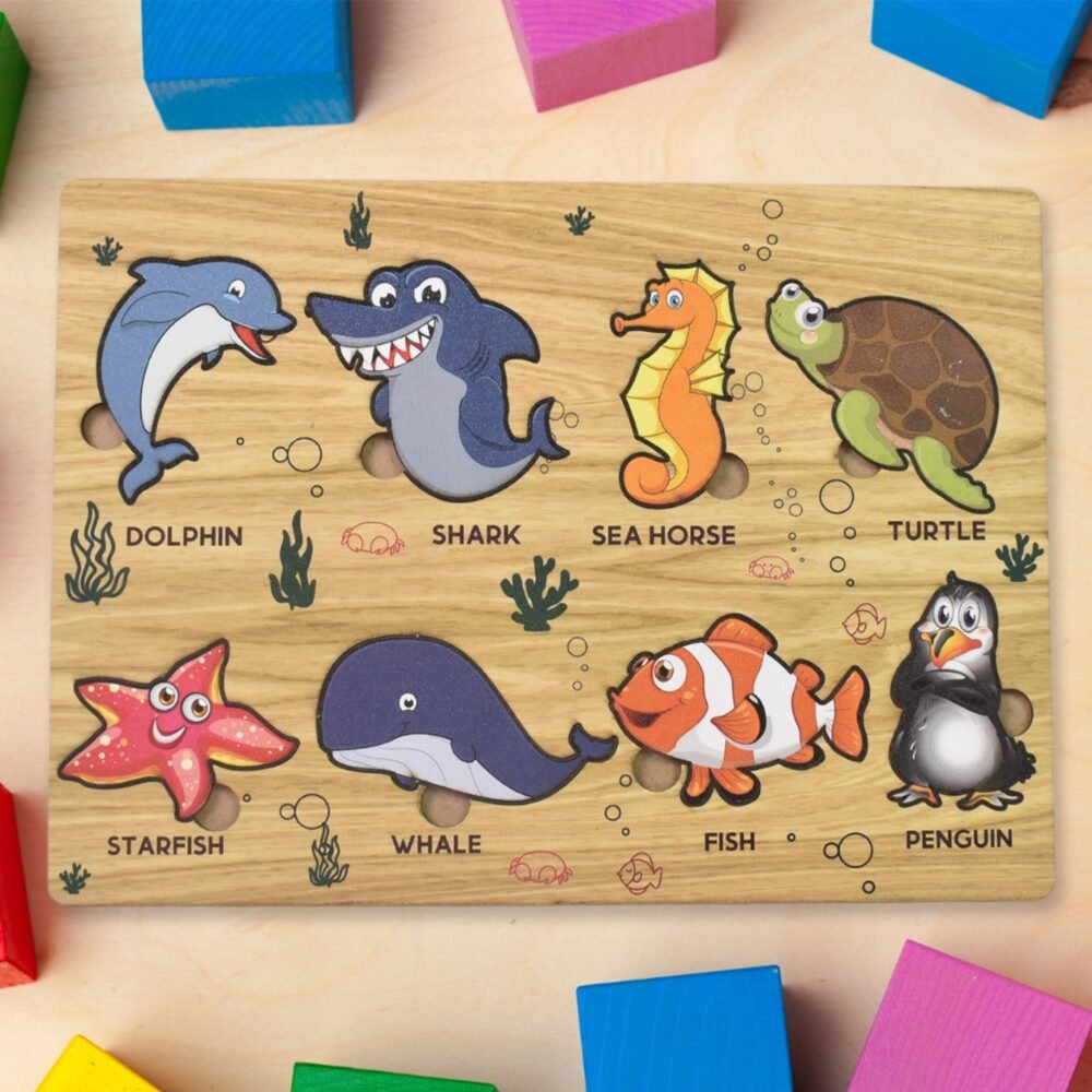 Wooden Peg Puzzle Board for Kids – Easy-Grip Educational Toy