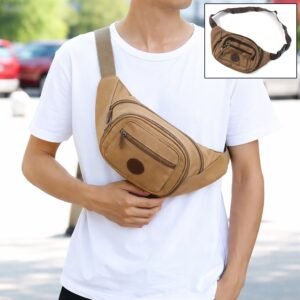 Canvas Waist Bag – Stylish, Multi-Compartment & Adjustable Strap