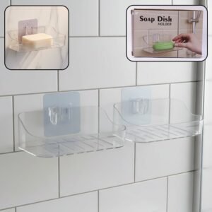 01_bb793b2f-74de-41ab-bb55-920494d5ae60.jpg Transparent Wall-Mounted Soap Dish Set – Space-Saving & Drainage