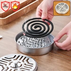 01_c215dfd4-e97c-46bc-91ea-14c75be39422.jpg Mosquito Coil Stand – Stainless Steel Safe Burner with Vent Lid