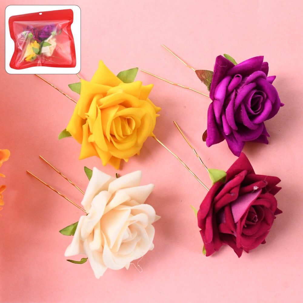 01_c29bb45e-a0bd-47cc-916e-72dec2700067.jpg Flower Hair Pin – Vibrant Multicolor Floral Hair Accessories (4 Pcs Set)