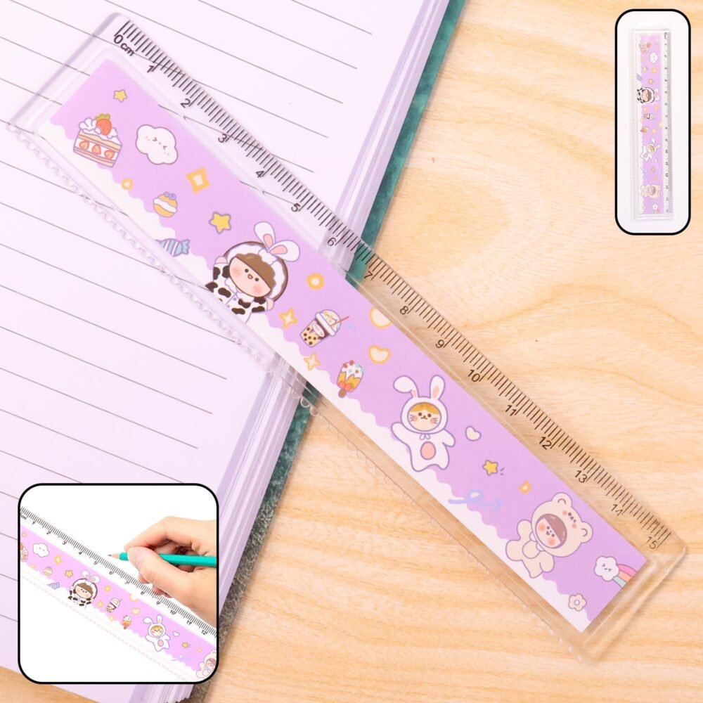 Kids Plastic Ruler – Durable Cartoon Design with Clear Markings