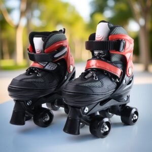 Adjustable Quad Roller Skates – Medium Size with Safety Features for Kids