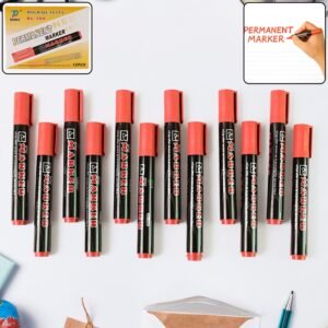 Permanent Red Marker Pen Set – Vibrant Waterproof Ink, 12-Pack