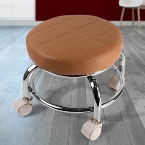 01_e73792b2-2abb-42e0-8fe6-bf3f0438b371.jpg Rolling Stool with Steel Base & Cushioned Seat – Indo Glow
