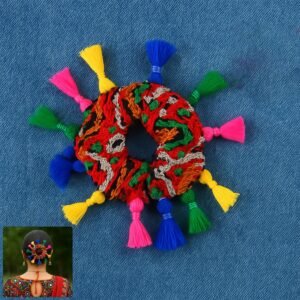 01_ec2c4495-133c-4ede-8fb6-5bc372a712f3.jpg Navratri Hair Bun – Vibrant Multicolor Tassel Juda Accessory