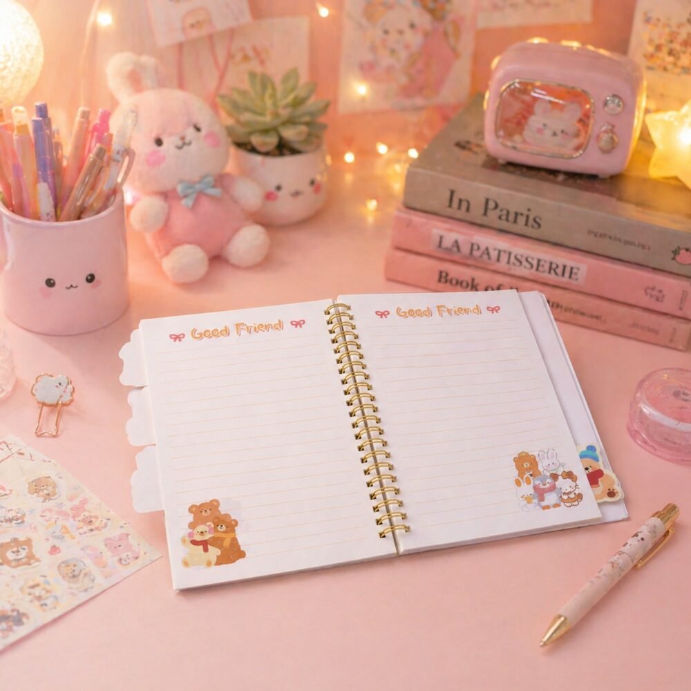 Cute Cartoon Spiral Diary – Compact & Durable Writing Journal