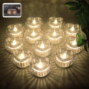 Heart-Shaped LED Flameless Candles – Set of 12 Elegant Lights