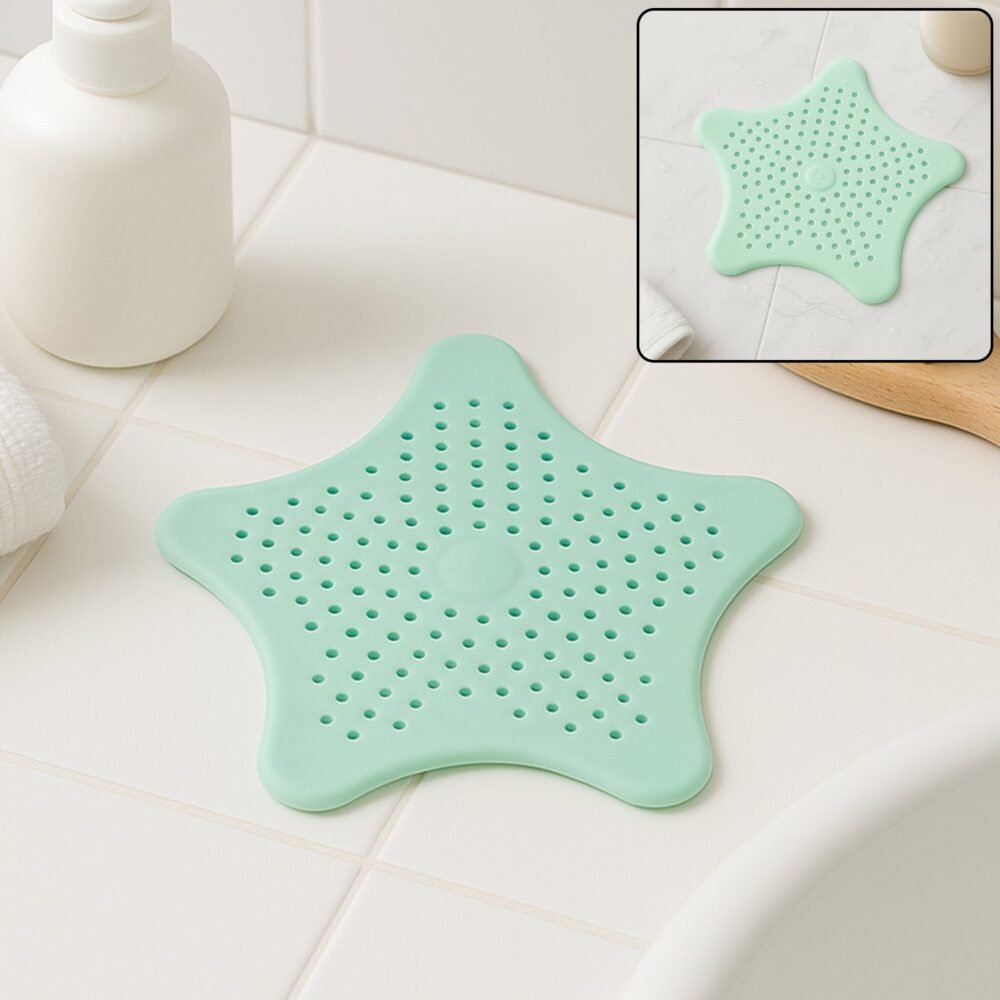 Silicone Star Shaped Sink Strainer – Mint Green Hair Catcher