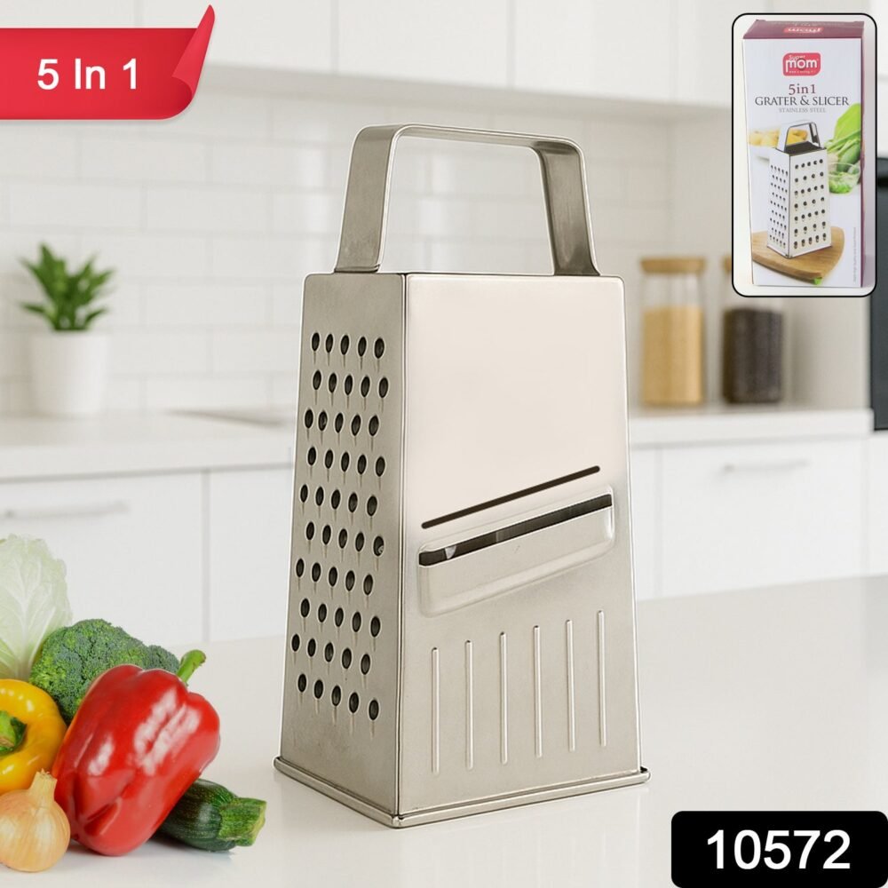 Stainless Steel 5-in-1 Grater and Slicer – Durable Kitchen Tool