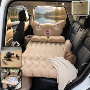 Car Air Mattress Bed Set – Cute Pig Design & Portable Comfort