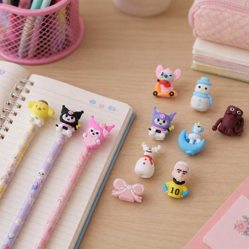 01_penciltopper.jpg Cute Cartoon Pencil Topper Cap – Fun & Protective Stationery Accessory