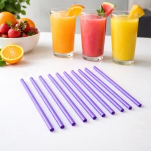 Reusable Plastic Drinking Straws – Pack of 10 Durable Straws