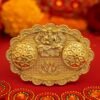 Ganesh Embossed Roli-Chawal Kumkum Chopra – Antique Gold Finish