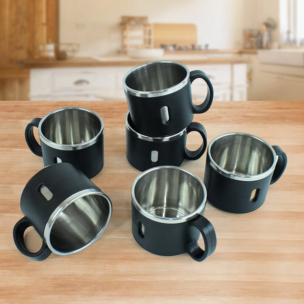 Stainless Steel Desk Mug Set – Durable 150ml Tea & Coffee Cups
