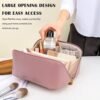 Travel Makeup Organizer Pouch – Waterproof Peach Zipper Bag