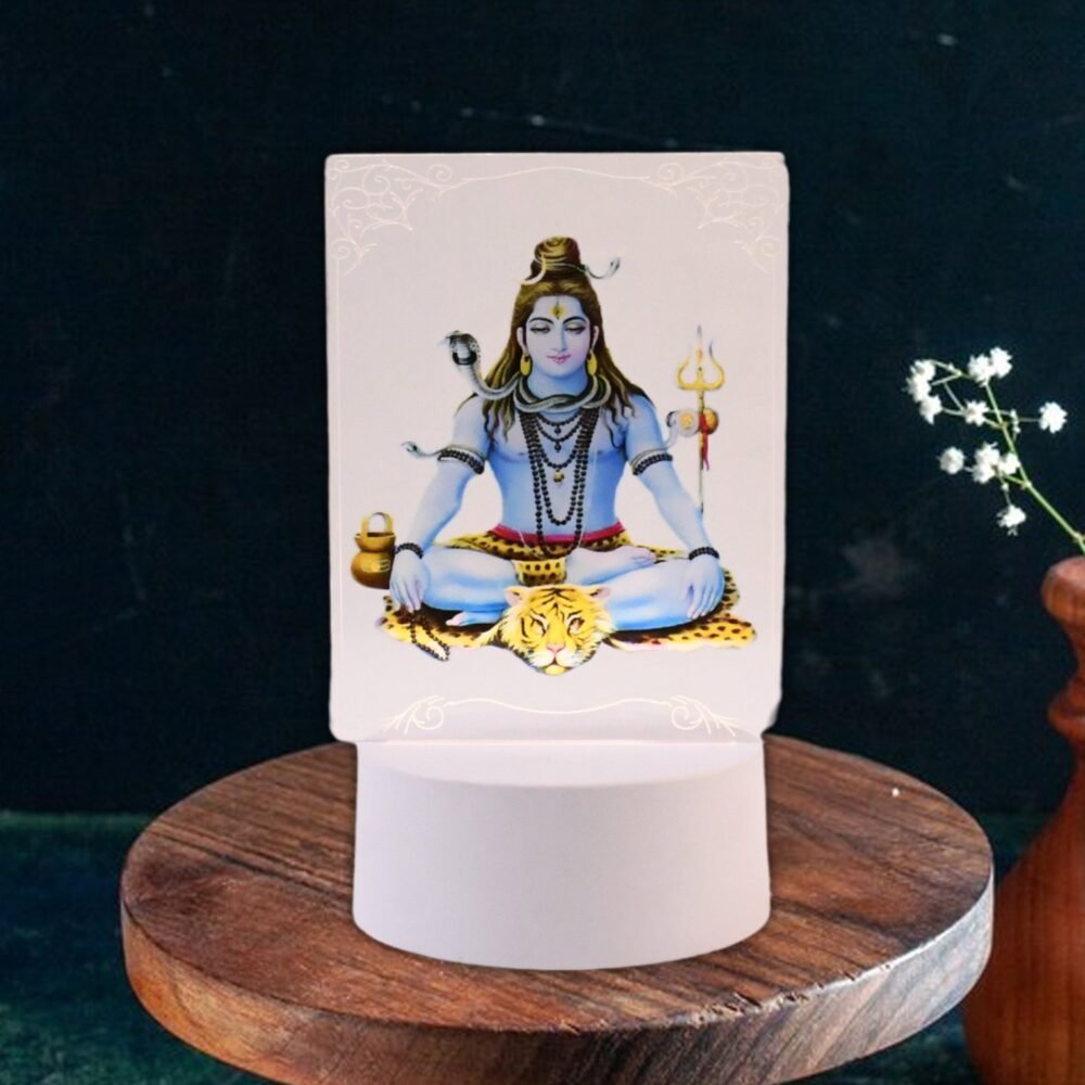 Lord Shiva 3D LED Frame – Soft Warm White Light Decor