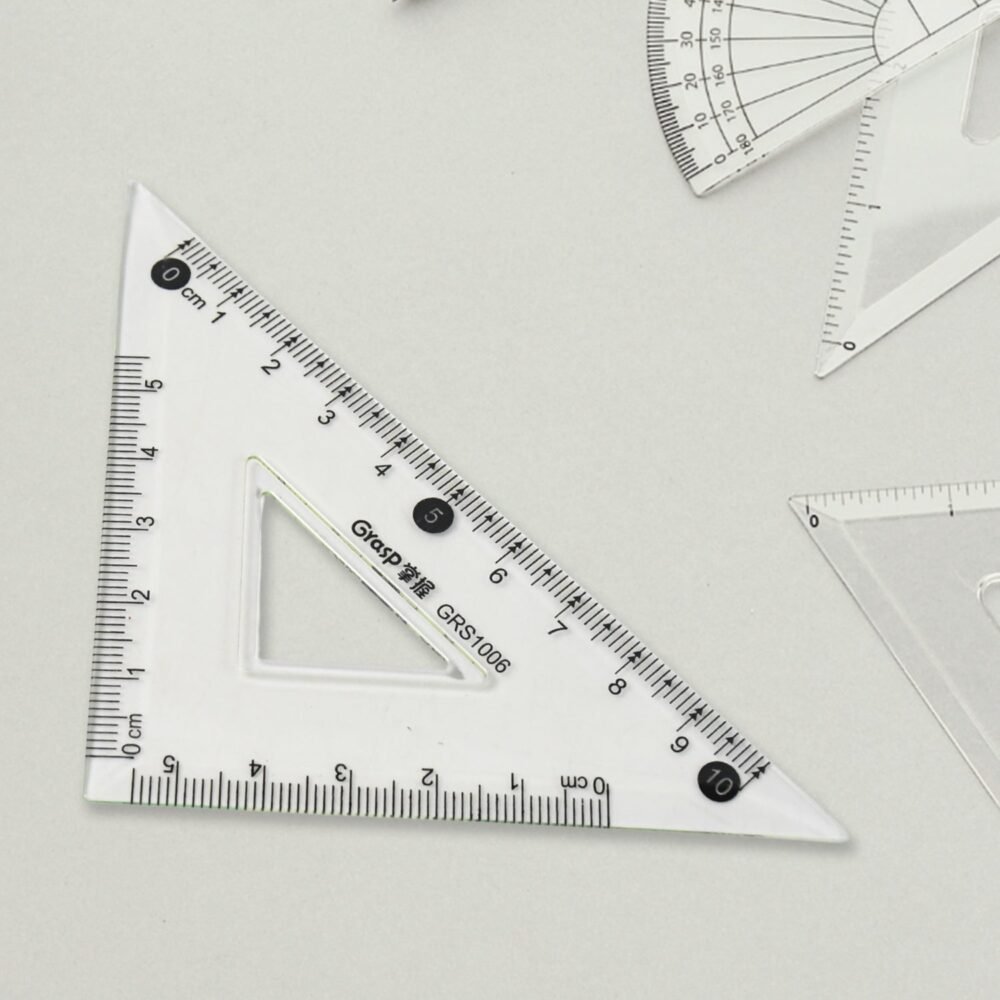 Geometry Set – 4-Piece Transparent Plastic Ruler Kit
