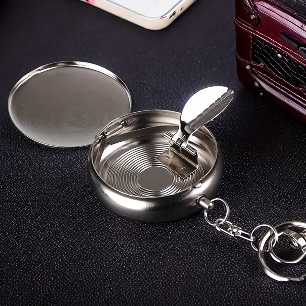 Mini Stainless Steel Ashtray – Portable with Secure Lid for Travel