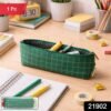 Green Grid Printed Pencil Pouch – Stylish & Compact Organizer