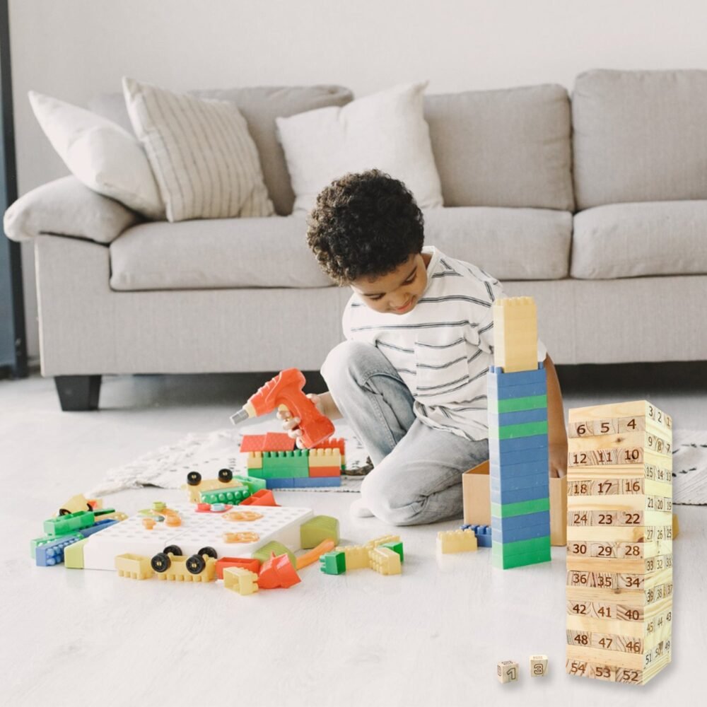 Numbered Wooden Tumbling Tower – Classic Stacking Game Fun