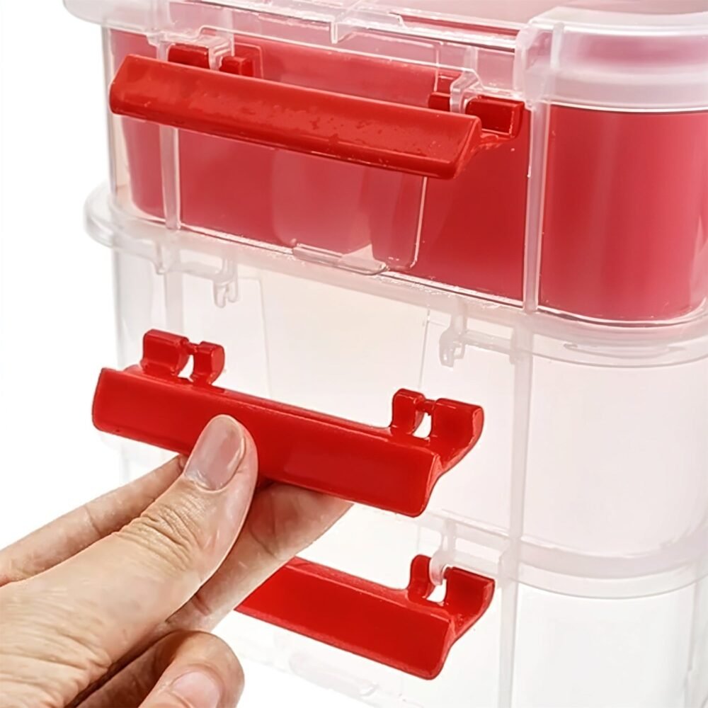 Transparent 3-Layer Storage Box with Handle and Lock Clips