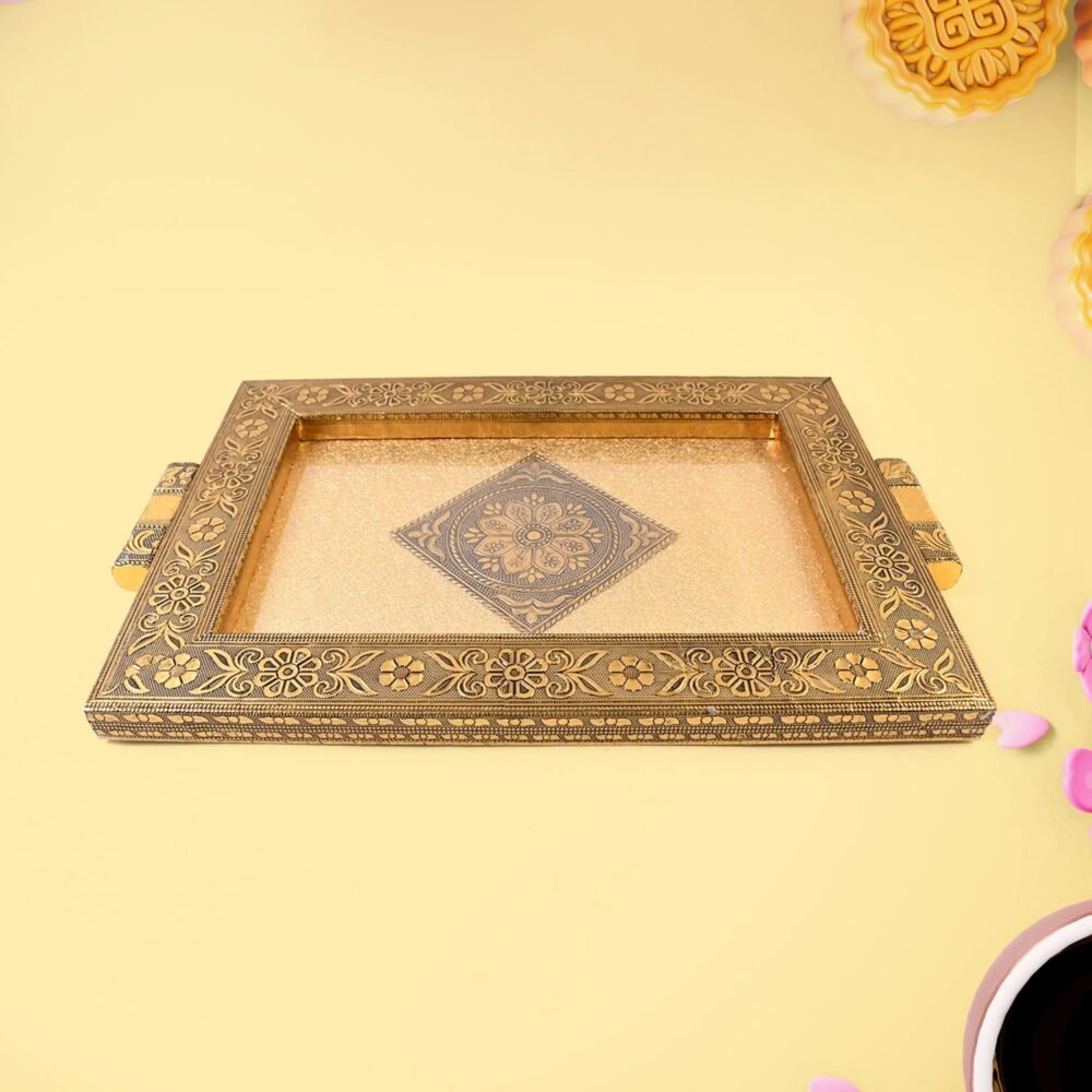 Rajwadi Decorative Serving Tray – Premium Antique Floral Design