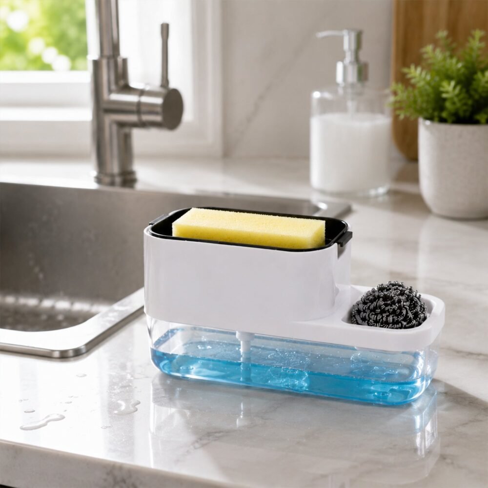 Dish Soap Dispenser & Sponge Holder – Compact & Durable | VelvetBubbles