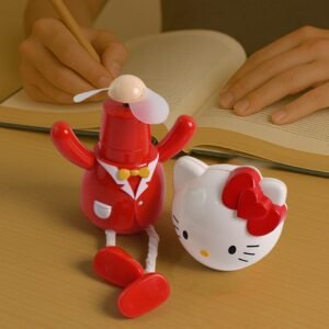 USB Cartoon Mini Table Fan – Removable Head Kitty Design